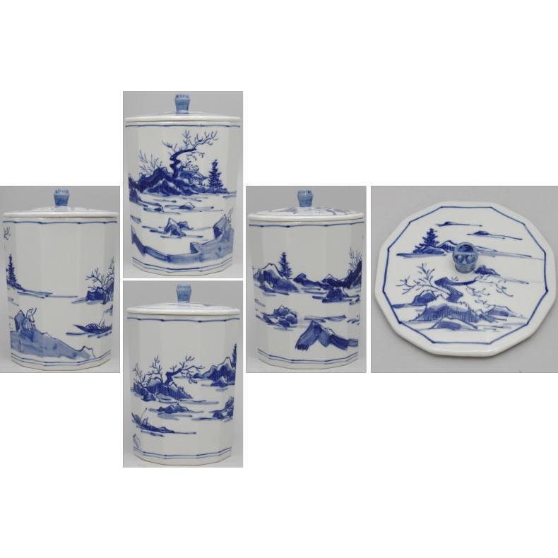 茶道具 水指 水器 細水指 十二角 染付山水 西尾瑞豊作 桑小卓用 茶道具 水指 水器 細水指 十二角 染付山水 西尾瑞豊作 桑小卓用