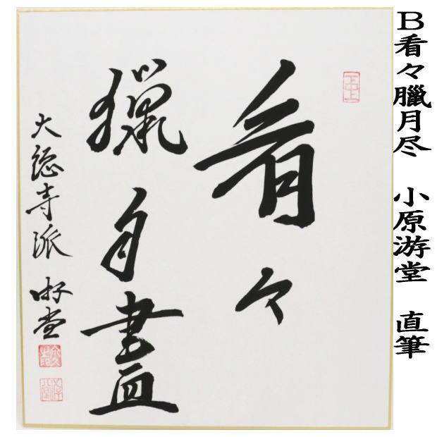 茶道具 色紙 直筆 歳月不待人又は看々臘月尽 小原游堂筆（ゆうどう