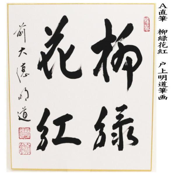 茶道具 色紙 直筆 柳緑花紅又は山花開似錦又は澗水湛如藍 戸上明道筆