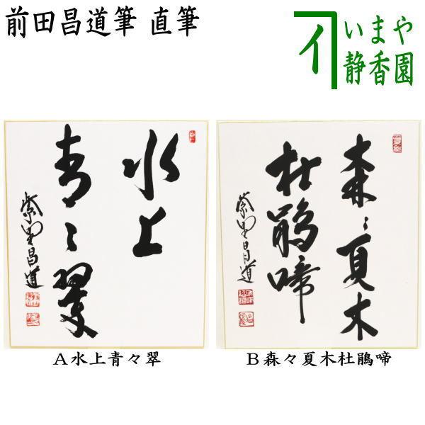 茶道具 色紙 直筆 水上青々翠又は森々夏木杜鵑啼 前田昌道筆 茶道