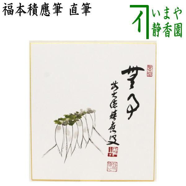 茶道具 色紙画賛 直筆 無事 福本積應筆 大根の画 色紙 大根 茶道