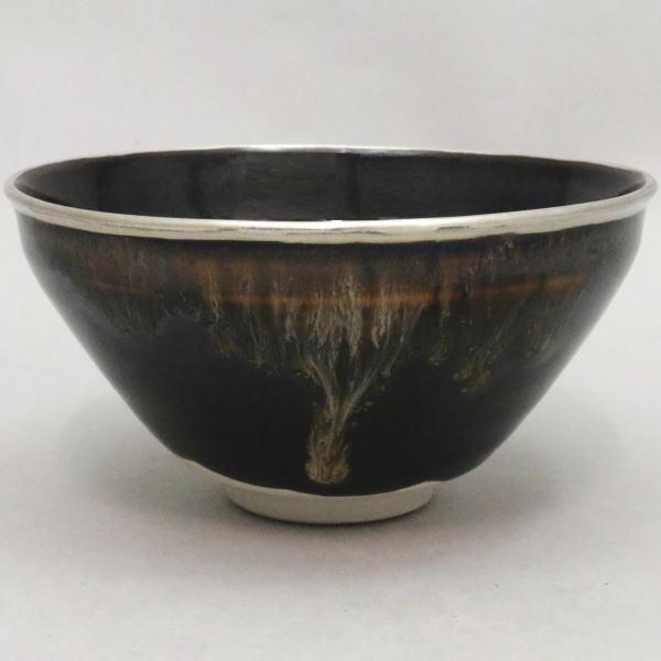 茶道具 抹茶茶碗 天目茶碗 覆輪付 塗り 桶谷定一作 茶道 : 茶道具