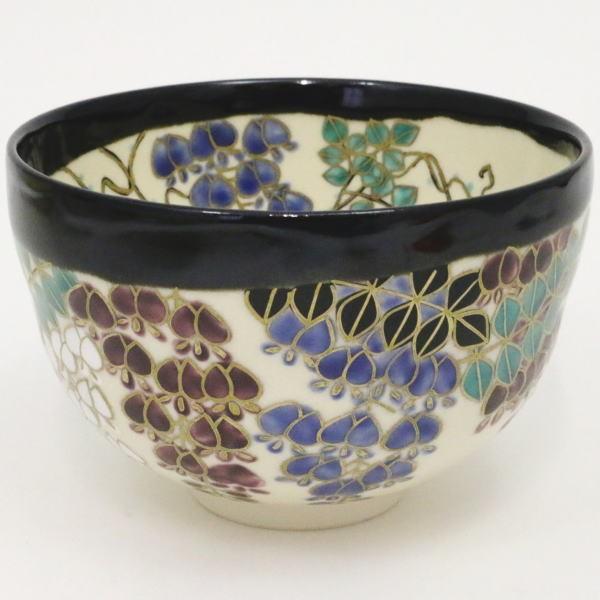 茶道具 抹茶茶碗 掛分 藤 伊坂清香作 藤の花 茶道