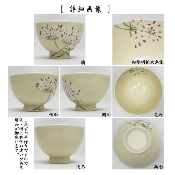 茶道具 抹茶茶碗 仁清写し 紫君子蘭 アガパンサス 水出宋絢作 むらさき