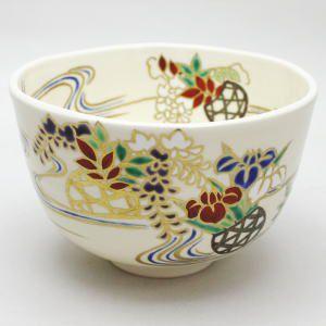茶道具 抹茶茶碗 花籠 菖蒲 藤の花 藤谷芳山作 茶道