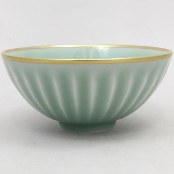 茶道具 抹茶茶碗 青磁天目 銘満月写 横石嘉助作 茶道