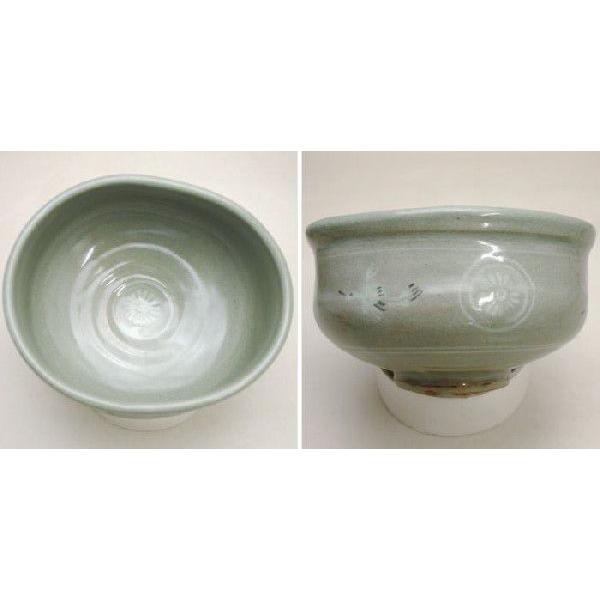 茶道具 抹茶茶碗 青磁 沓形 くつわ狂言袴 中村与平作 茶道 : 茶道具