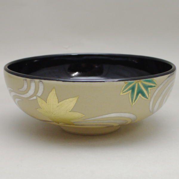 茶道具 抹茶茶碗 馬盥 金青楓に流れ 田中寿宝作 久窯 茶道 キッチン、日用品、文具-コーヒー、ティー用品-抹茶茶碗