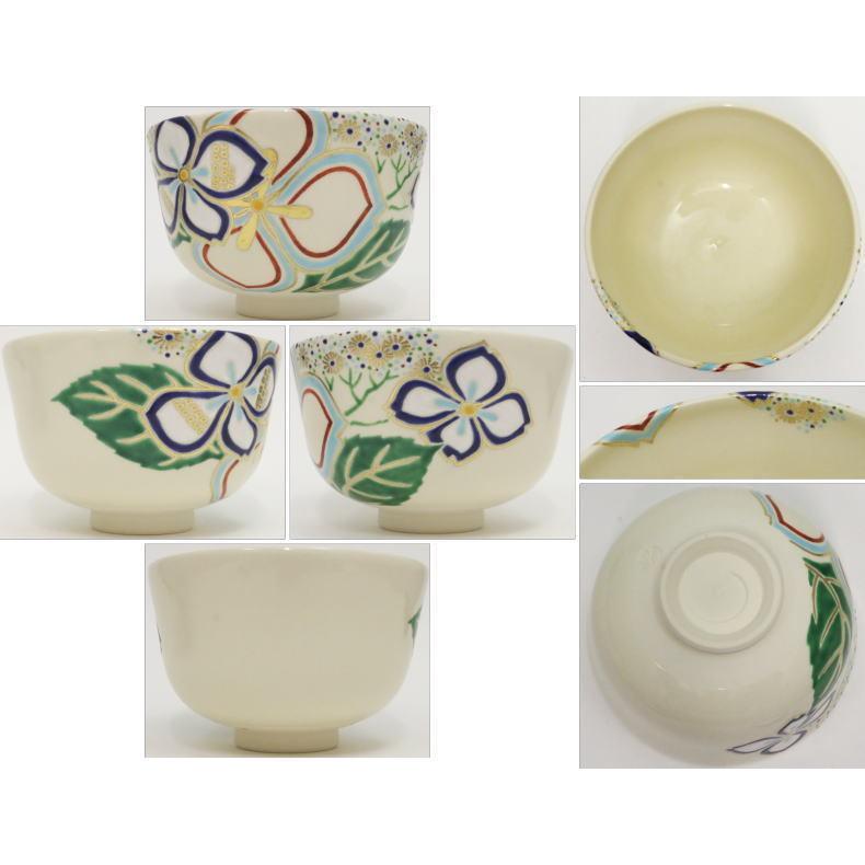 茶道具 抹茶茶碗 仁清写 紫陽花 山本蓼作 仁清写し あじさい 茶道具 抹茶茶碗 仁清写 紫陽花 山本蓼作 仁清写し あじさい