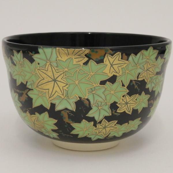 抹茶碗 宮地英香 黒仁清 青楓 茶道具 新品 茶道具 抹茶茶碗 黒仁清写 青楓 宮地英香作 黒仁清写し 茶道 : 茶道具
