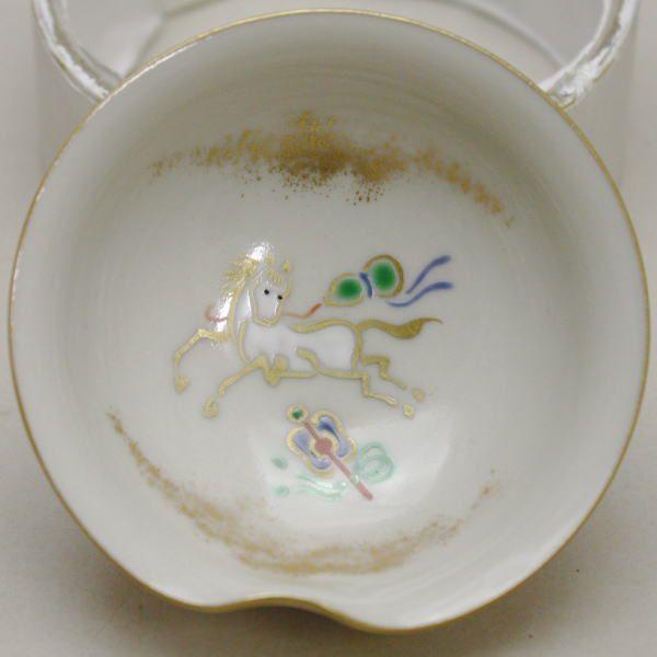 茶道具 抹茶茶碗 京焼き 四静花暦 林淡幽 五山窯 馬柄杯付 茶道