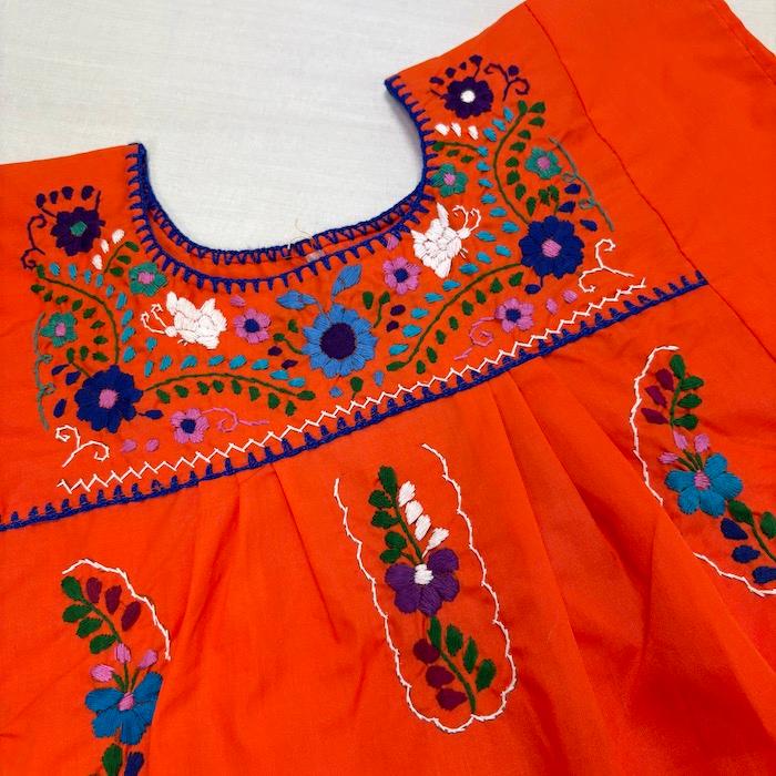 メキシコ直輸入・110-120サイズ】キッズ メキシコ 手刺繍 ワンピース