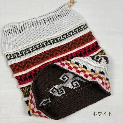 ペルー民芸品】アルパカ混 リバーシブルのネックウォーマー(ペルー製 