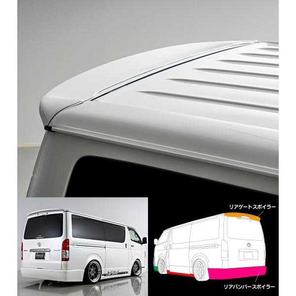 トヨタ200系ハイエースバックドアスポイラー ハイエース200系（4.5.6.7型/ナロー車） 純VIP EXE リアゲート