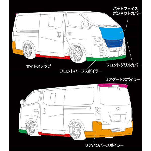 キャラバンNV350・E26 純VIP EXE TYPE1 フロントハーフスポイラー ※車