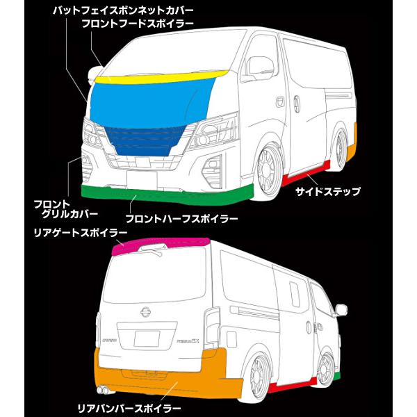 キャラバンNV350・E26 純VIP EXE TYPE2 フロントハーフスポイラー ※車