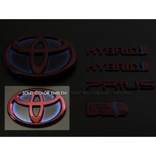 プリウス50系 前期 ディープレッドクロームエンブレム リヤTマーク