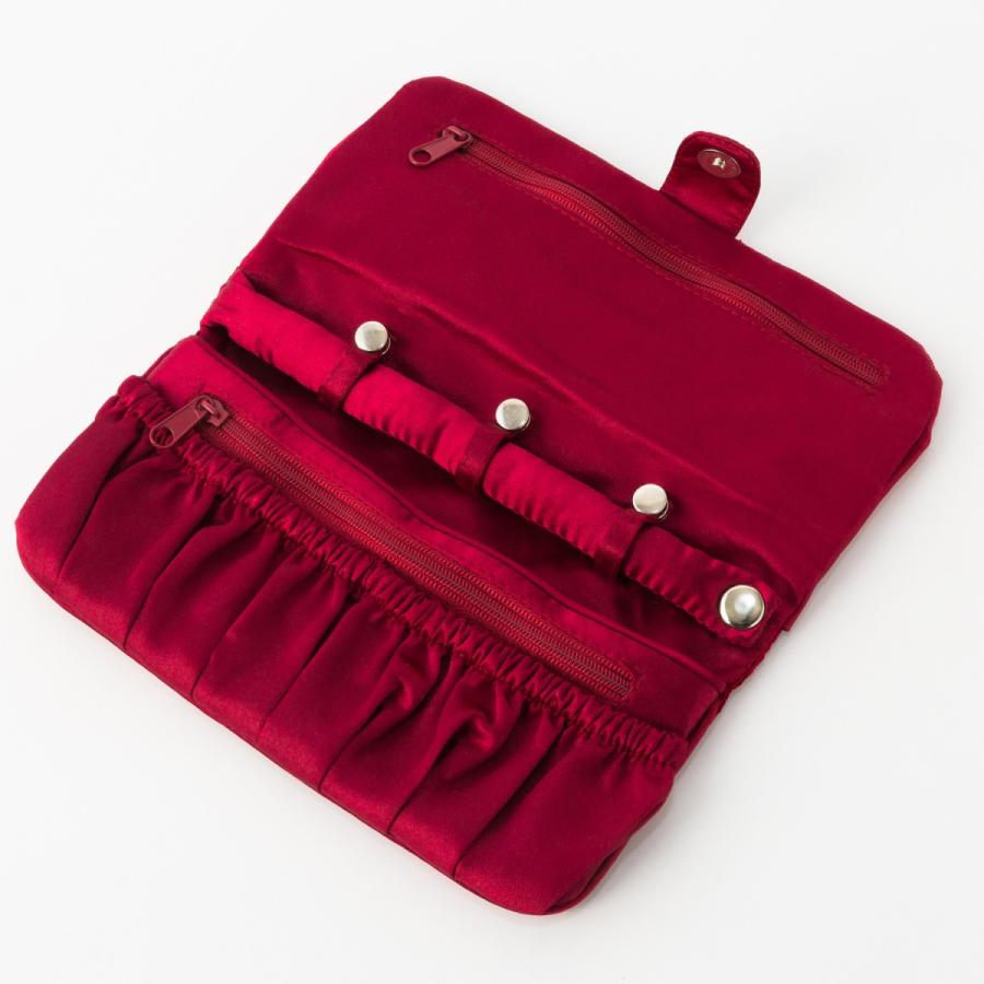 ベルベット＆サテンリボンジュエリーポーチ 大 携帯用 トラベル用  