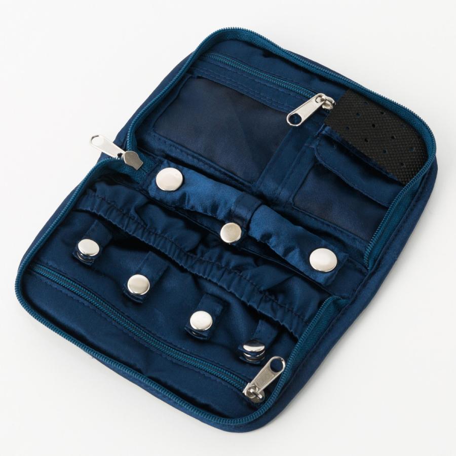 キルトジュエリーポーチ 携帯用 アクセサリーケース ブルー : イメルダ