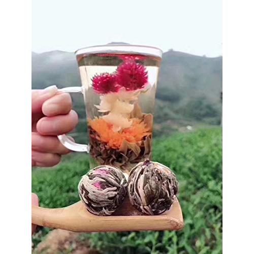 Bacilio 中国茶 花茶 工芸茶 水中花籠 ジャスミン 花咲く芸術品 双竜