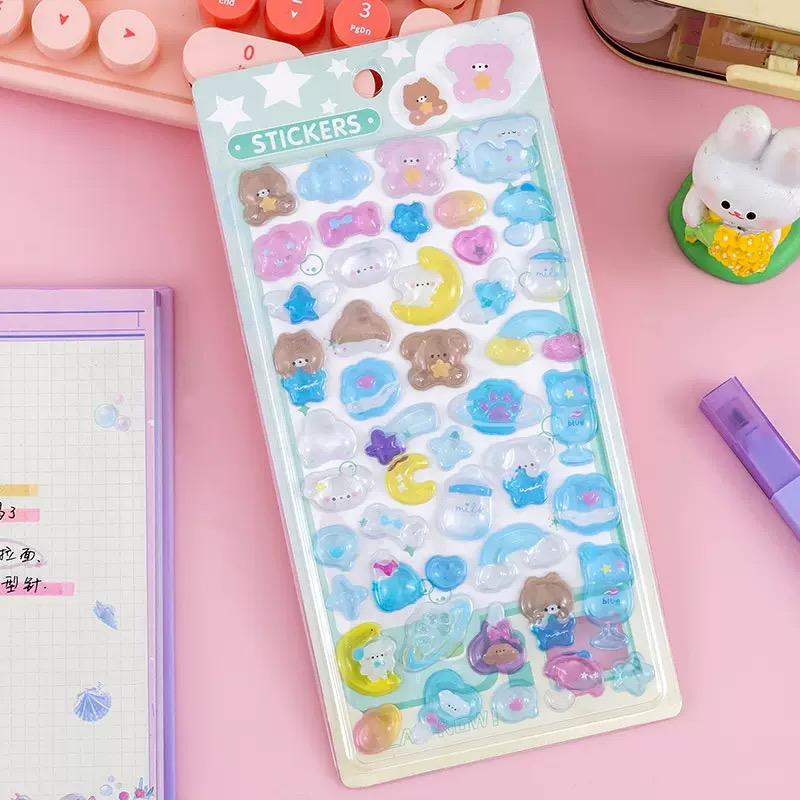 ボンボンシール ドロップシール ぷくぷくシール ウォーターシール 3Dシール ぷっくりシール 6枚セット 熊 うさぎ 可愛い 人気 学生 シール 交換 |  | 01