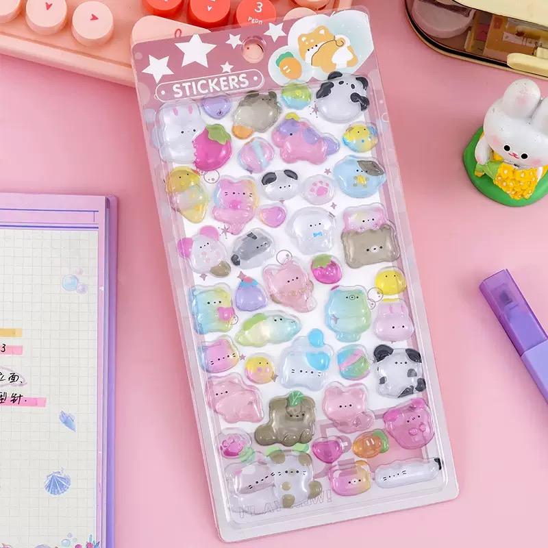 ボンボンシール ドロップシール ぷくぷくシール ウォーターシール 3Dシール ぷっくりシール 6枚セット 熊 うさぎ 可愛い 人気 学生 シール 交換 |  | 05