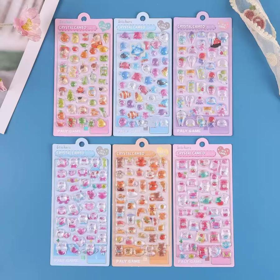 ボンボンシール ドロップシール ぷくぷくシール ウォーターシール 3Dシール ぷっくりシール 6枚セット 熊 うさぎ 可愛い 人気 学生 シール 交換 |  | 01