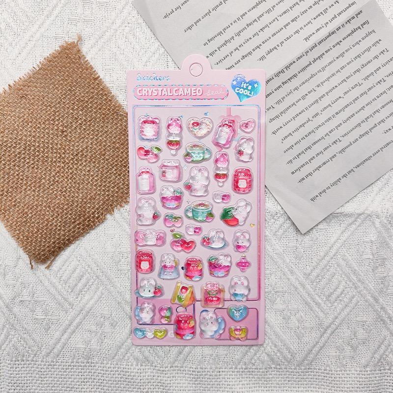 ボンボンシール ドロップシール ぷくぷくシール ウォーターシール 3Dシール ぷっくりシール 6枚セット 熊 うさぎ 可愛い 人気 学生 シール 交換 |  | 02