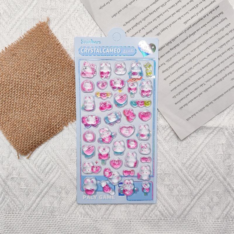 ボンボンシール ドロップシール ぷくぷくシール ウォーターシール 3Dシール ぷっくりシール 6枚セット 熊 うさぎ 可愛い 人気 学生 シール 交換 |  | 03