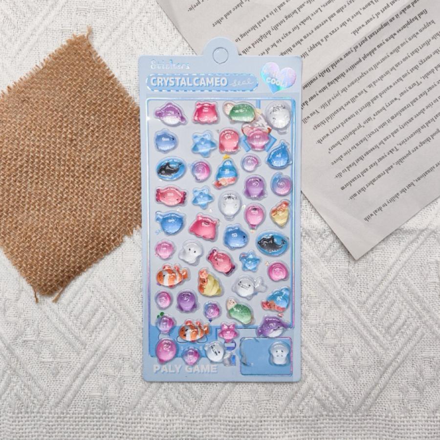 ボンボンシール ドロップシール ぷくぷくシール ウォーターシール 3Dシール ぷっくりシール 6枚セット 熊 うさぎ 可愛い 人気 学生 シール 交換 |  | 06