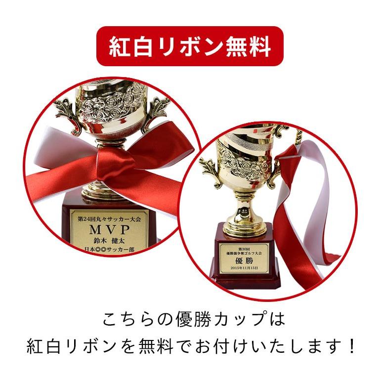 大きい優勝 カップ 文字彫刻 付き！  コンペ や 大会 個人表彰など！ トロフィー 優勝カップ 文字彫刻無料 紅白リボン付き ゴールド