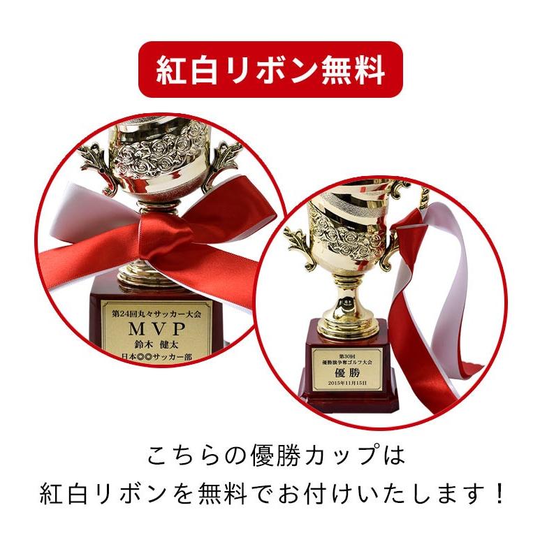 トロフィー 優勝カップ 文字彫刻無料 紅白リボン付き ゴールド 金色