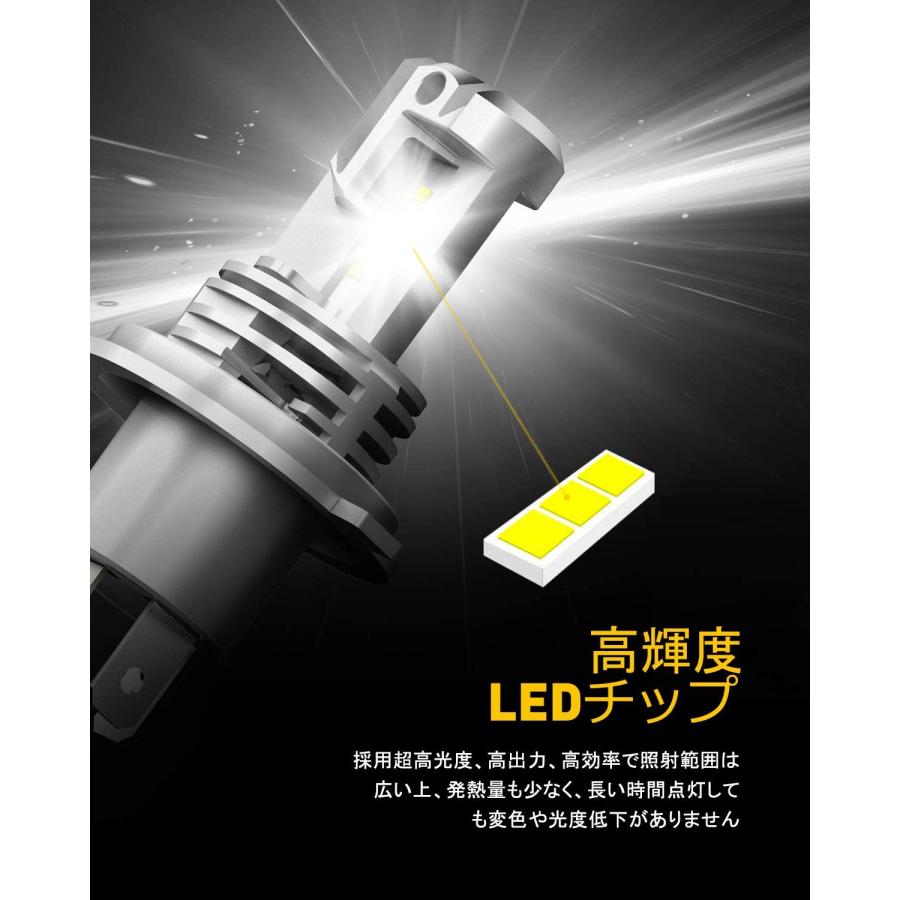 【2024明るさ改良】 Hi/Lo H4 LEDヘッドライト 超耐久 新基準車検対応 高輝度LEDチップ搭載 切替 車/バイク用 ファンレス 12000lm DC12V/24V兼用  2個入｜imming｜02