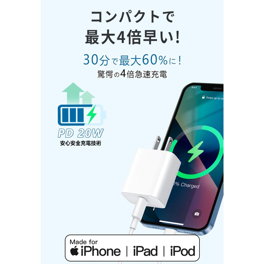 時間限定・20%OFFセール中！PD20W急速充電器 PSE認証 20W pd充電器 高速充電 PD充電器 iPhone充電器 iPhoneケーブル Type-C 20W USB-C 20W｜imming｜05