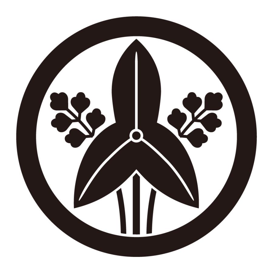 家紋ステッカー【丸に立ち沢瀉】021 （130mm） 《カラー選べます