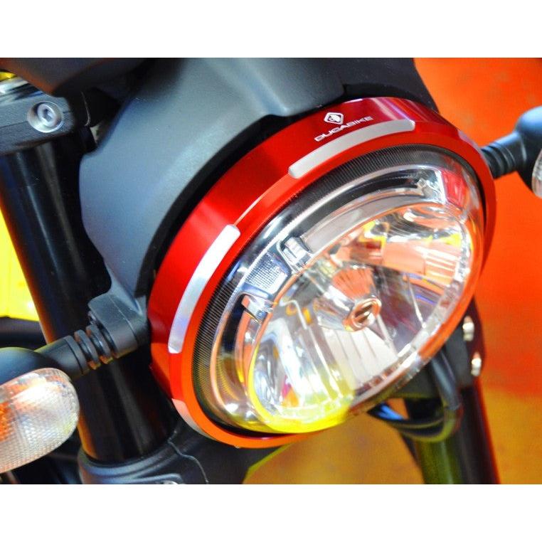 【正規輸入代理店】DUCABIKE (DBK) - SCRAMBLER用 ビレット アルミニウム ヘッドライト トリム レッド_3