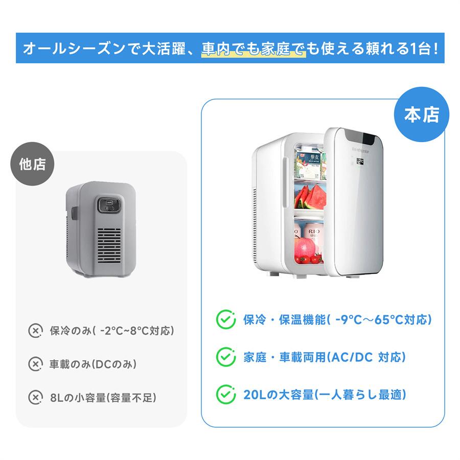 ポータブル冷蔵庫 車載冷蔵庫 ミニ冷蔵庫 20L 両用 小型 AC/DC対応 温度調節 タッチパネル 静音 コンパクト 保冷保温 冷凍庫 冷温庫 ひとり暮らし 車載 部屋用の画像