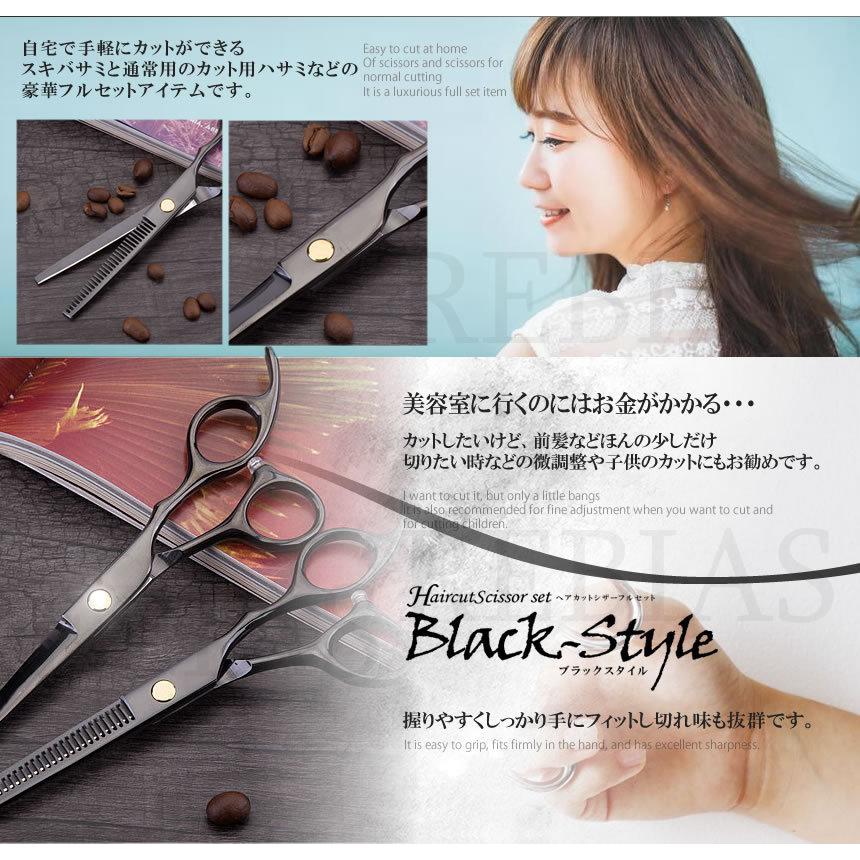ヘアカット シザー フルセット ブラックスタイル ケース ハサミ 散髪