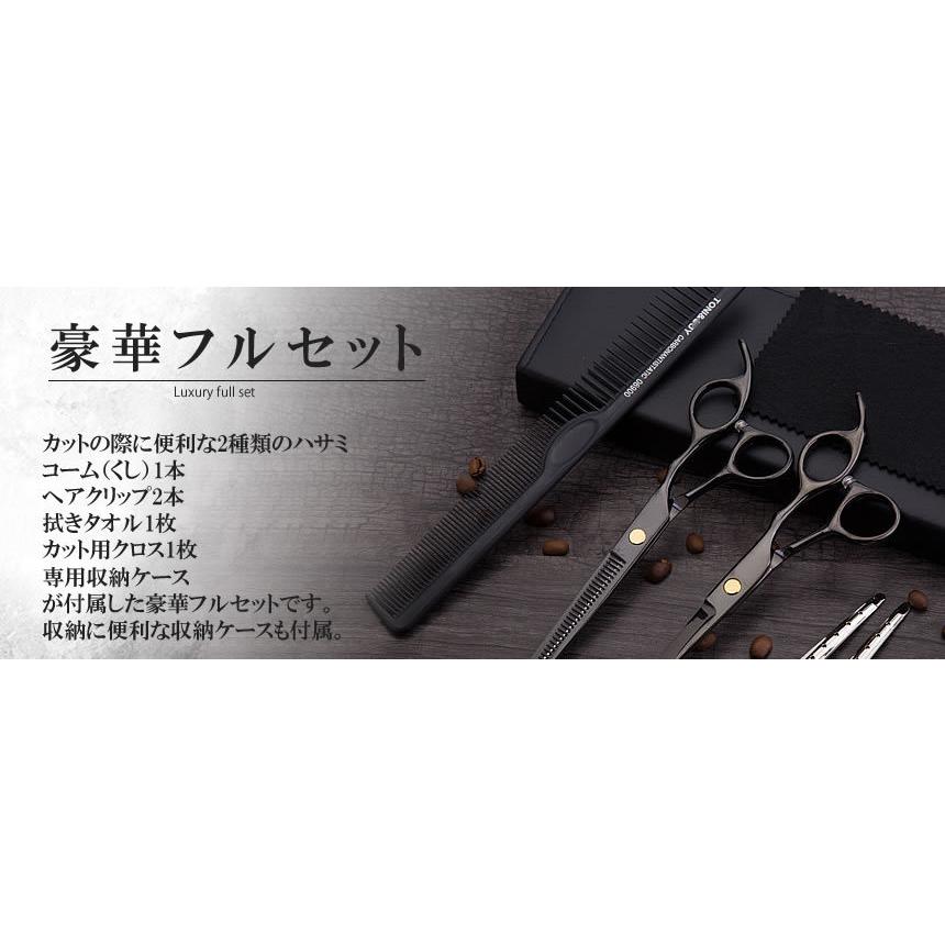 ヘアカット シザー フルセット ブラックスタイル ケース ハサミ 散髪