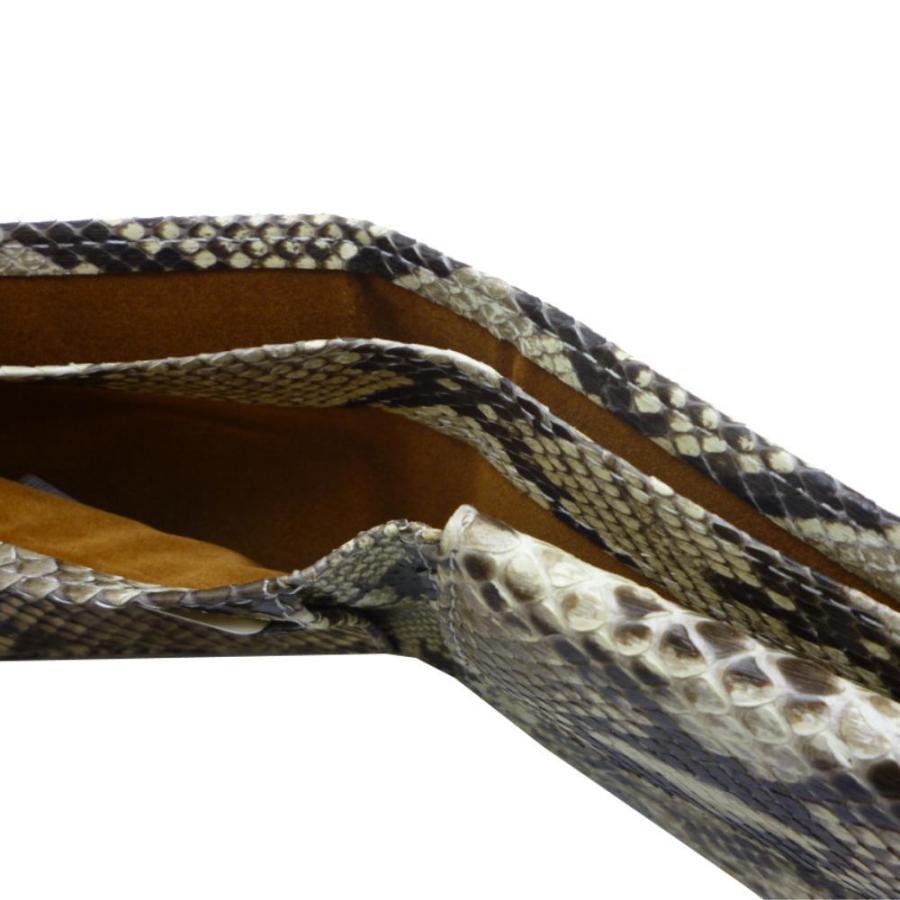 ⚫️新品•未使用⚫️無双 ダイヤモンドパイソン 二つ折り財布 蛇革 パイソン 財布 メンズ 無双 蛇革 艶有り 二つ折り財布 : IMP