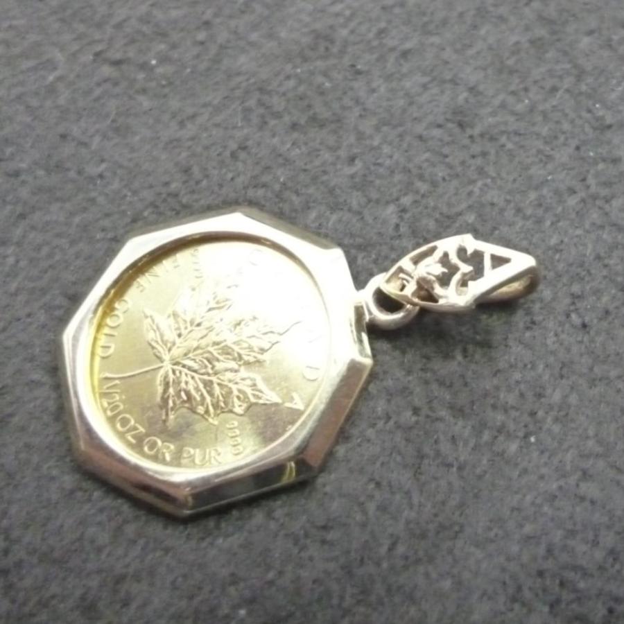 メイプルリーフ金貨 1/20oz K18枠 イエローゴールド ペンダントトップ