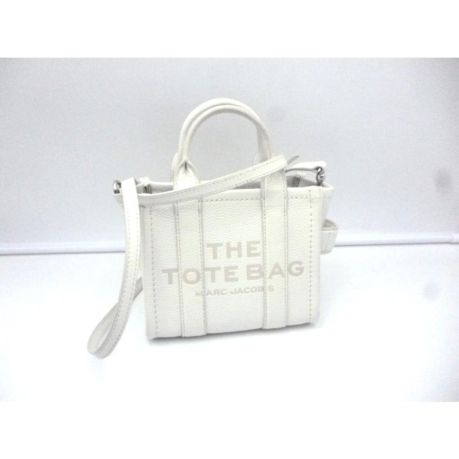 MARC JACOBS (マーク ジェイコブス) ショルダー付 トートバッグ ミニ THE LEATHER TOTE ホワイト | MARC JACOBS