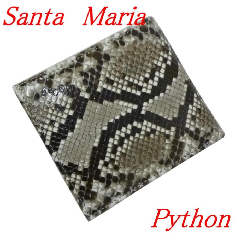 Santa Maria サンタマリア　財布　パイソン柄 パイソン 財布 メンズ 両面 蛇革 艶有り 二つ折り財布 Santa