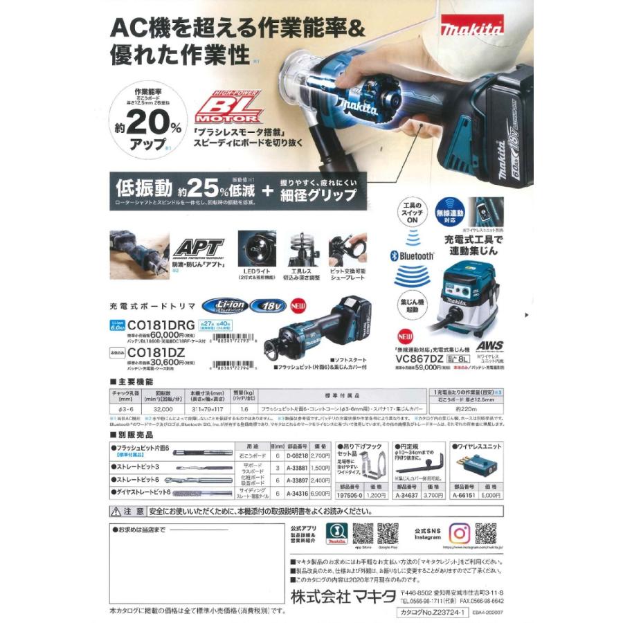 マキタ 18V 充電式ボードトリマ CO181DRG バッテリー1個付 
