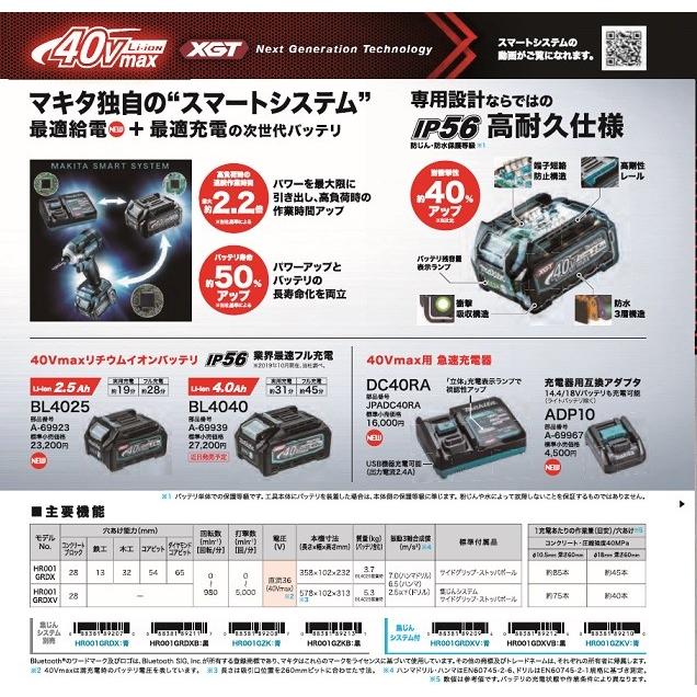マキタ（makita） 40V 充電式ハンマードリル HR001GRDX 集塵システム