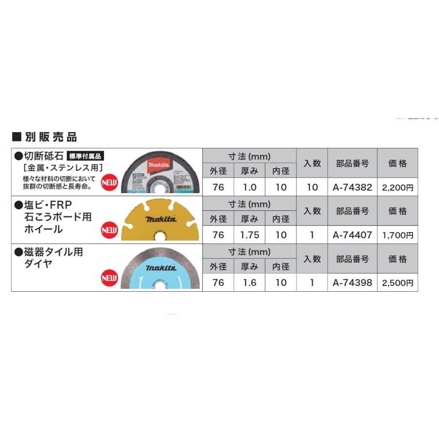 マキタ（makita） 塩ビ・FRP・石こうボード用ホイール 76mm 1枚 A