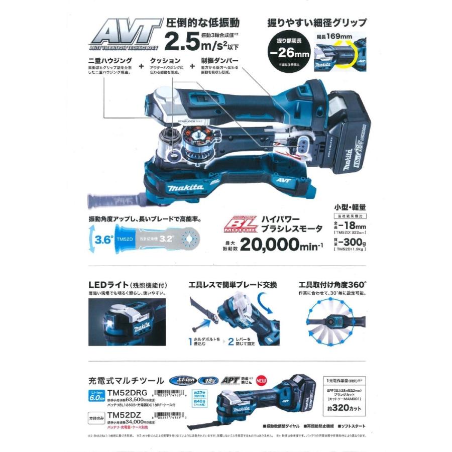 マキタ 18V マルチツール TM52DRG　バッテリー1個付｜impact-online｜03