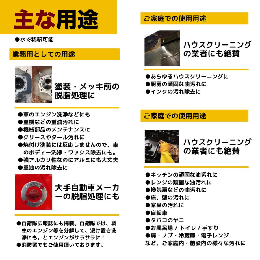 【プロも唖然】超強力! 油汚れ洗剤 脱脂剤 10倍希釈可 脱脂処理 油膜取り 重油 タール グリース【プロ用の威力】インパクトクリーナー(ハード)20L｜impact-series｜09