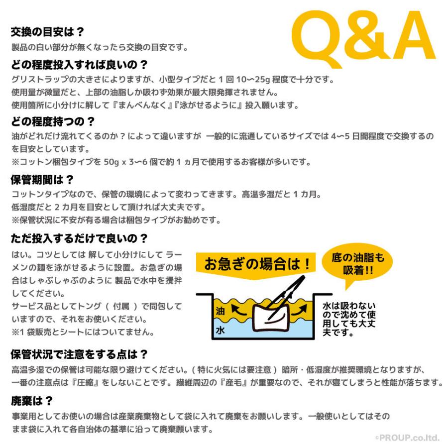 【新登場 特許取得の威力】 驚き自重の64倍吸収!  油を凄く吸う 超強力 油吸収コットン 油吸収シート グリストラップ インパクトグリストラッパー 50g |  | 17