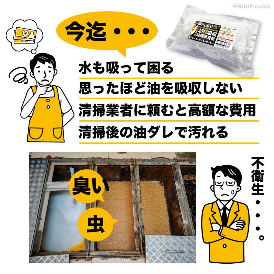 【新登場 特許取得の威力】 驚き自重の64倍吸収!  油を凄く吸う 超強力 油吸収コットン 油吸収シート グリストラップ インパクトグリストラッパー 50g |  | 04